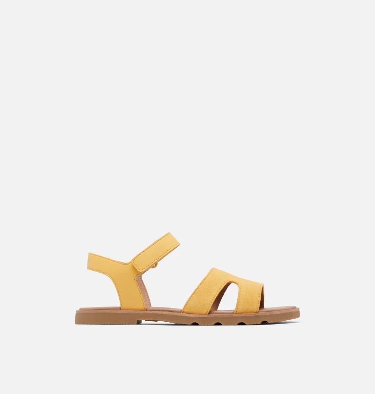 Sandały Płaskie Damskie Sorel Ella Iii Ankle Strap Żółte | Polska-1358RYQBI