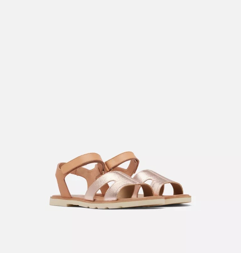 Sandały Płaskie Damskie Sorel Ella Iii Ankle Strap Beżowe | Polska-1675ICPFS