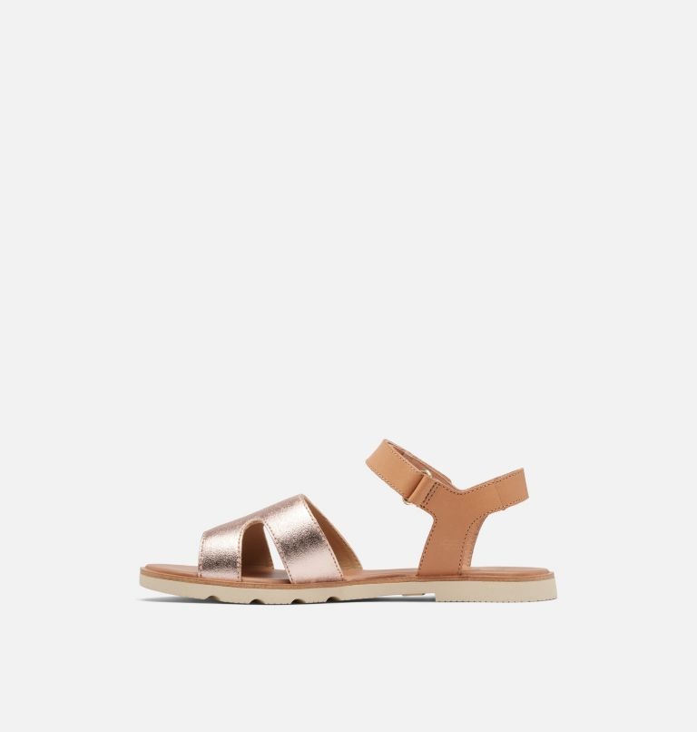 Sandały Płaskie Damskie Sorel Ella Iii Ankle Strap Beżowe | Polska-1675ICPFS