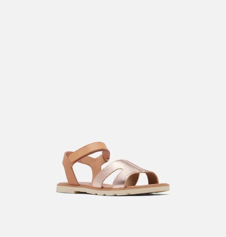 Sandały Płaskie Damskie Sorel Ella Iii Ankle Strap Beżowe | Polska-1675ICPFS
