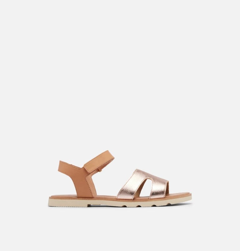 Sandały Płaskie Damskie Sorel Ella Iii Ankle Strap Beżowe | Polska-1675ICPFS